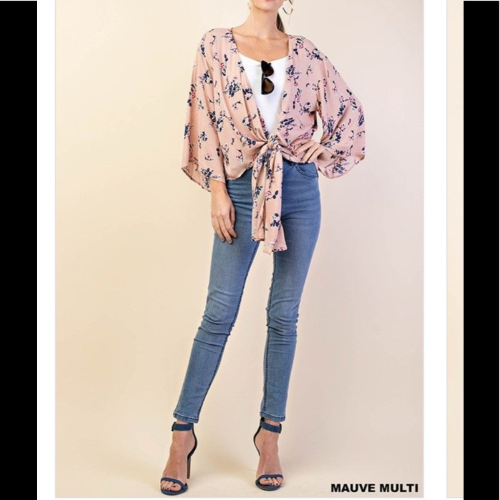 ✨NEW✨Mauve Front Tie Kimono - Picture 2 of 4